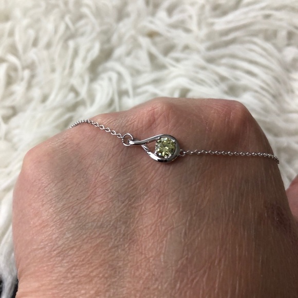 925 Sterling Silver Infinity PERIDOT Charm Link Wrist Bracelet Adjustable - Picture 7 of 8